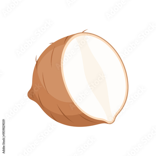 A cartoon illustration of a taro root, cut in half, revealing its white, starchy interior against a brown skin. Isolated on a white background.