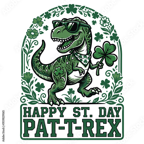 Kids Happy St Pat Trex Day Dino St Patricks Day Toddler Boys Gift T-Shirt