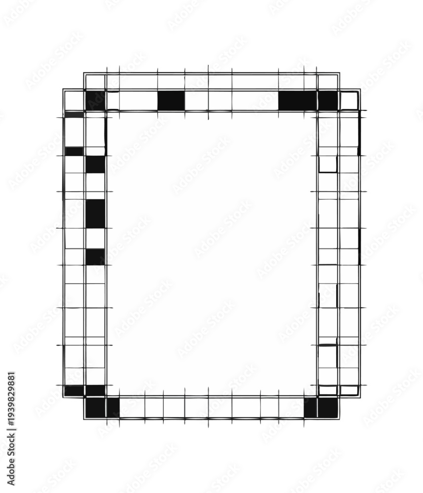 Obraz premium Geometric pixelated square frame isolated on black background