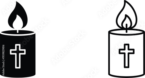 Black and white candles with cross symbol Vector