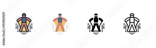 bungee jumping icon rope freefall jump adrenaline various style icon design vector illustration