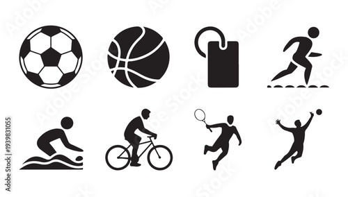 Sports and recreation vector icon set on white background