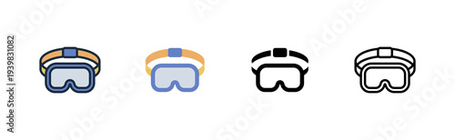 canyoning icon river descent mountain adventure various style icon design vector illustration