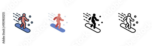 snowboard icon winter board slide mountain various style icon design vector illustration