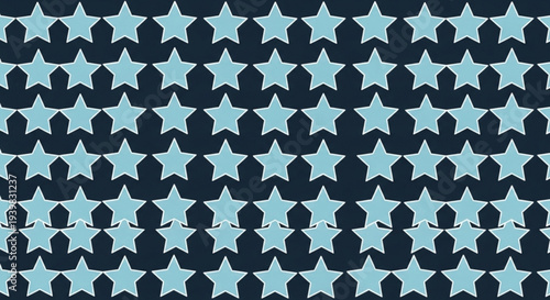 Seamless pattern of light blue stars on dark blue background perfect for wallpaper or fabric design with repeating star shapes and motifs