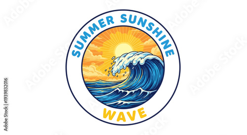 Summer sunshine wave ocean logo design.