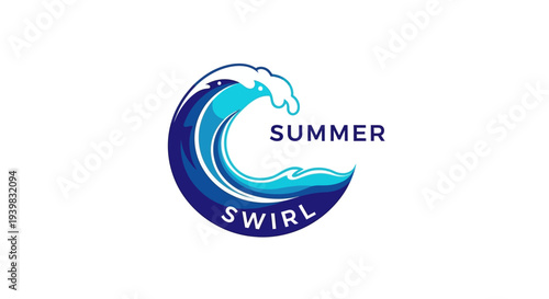 Summer Swirl Wave Logo Design Element.