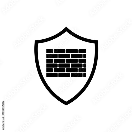 Shield Icon with Brick Pattern Inside.