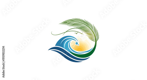 Stylized wave and leaf logo design element.