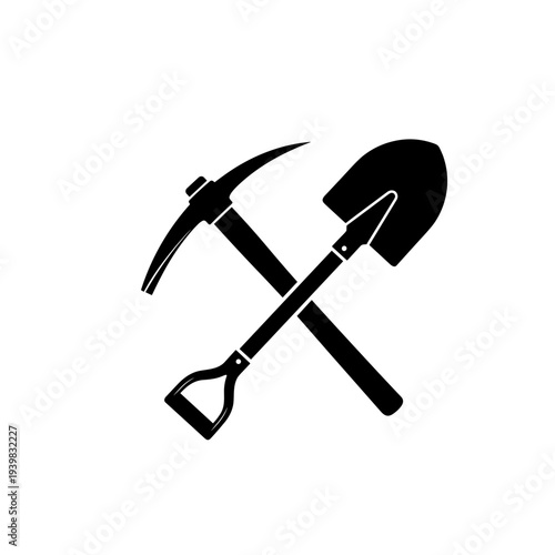 Shovel and Pickaxe Crossed Illustration.