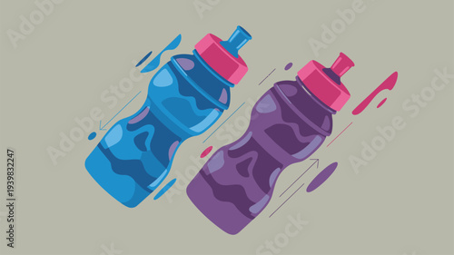 Sport water bottles hydration fitness illustration