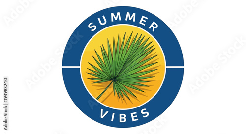 Summer Vibes Logo with Palm Tree Silhouette.