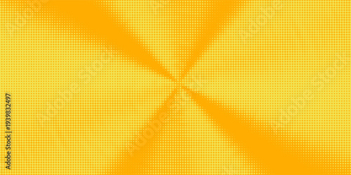 Yellow Halftone Dotted Gradient Background With Retro Comic Texture.