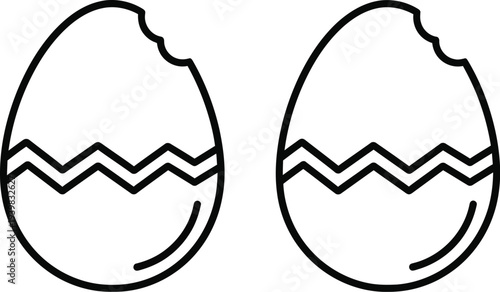 Cracked easter eggs outline isolated on transparent background, Vector