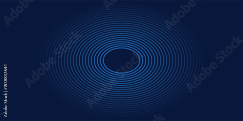 Dark blue abstract background with smooth concentric line waves and soft gradient lighting, creating a modern and elegant look for technology and corporate design projects.