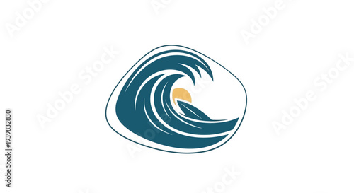 Stylized ocean wave logo design element.