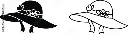 Fancy floral hats for women isolated on transparent background, Vector