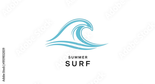 Summer Surfing Wave Logo Design.