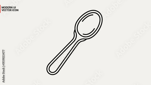 Simple Black and White Spoon Illustration 1.