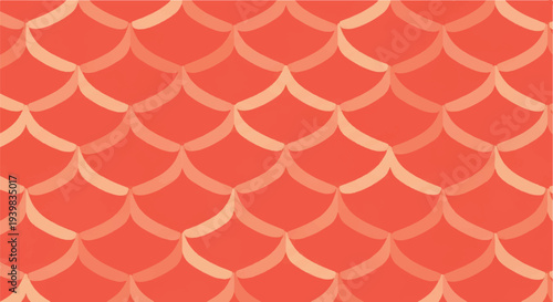 Seamless coral and orange scale pattern background. Abstract graphic design element with overlapping arches for textile, web, or print.