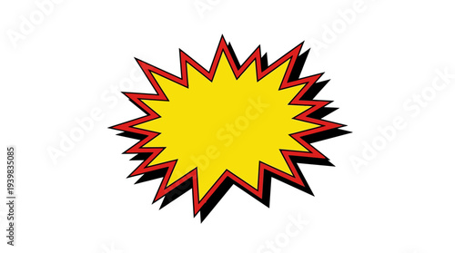 Yellow cartoon explosion with red and black outline.