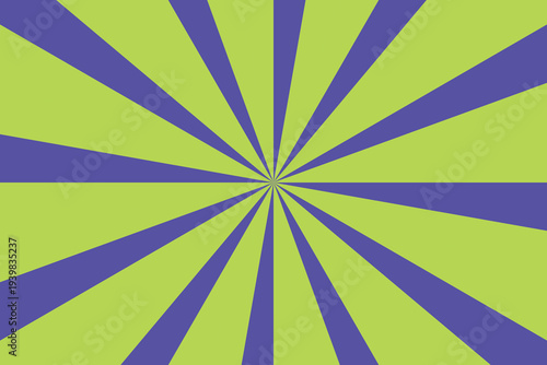 Energetic lime green and rich violet ray pattern extending outwards in a bold geometric display