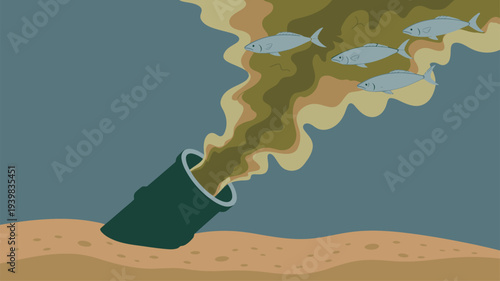 Water pollution industrial waste dead fish