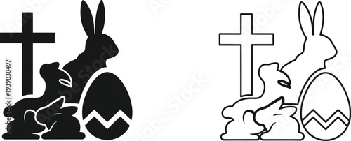 Easter bunny cross christian egg Vector