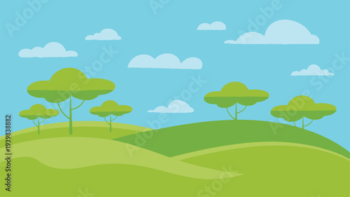 Green hills landscape clouds nature