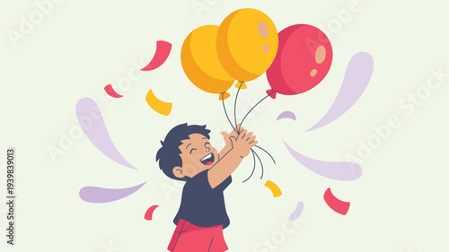 Happy child celebration balloons