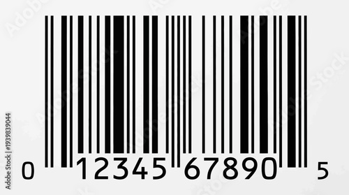 Barcode with numbers and black bars on white background.