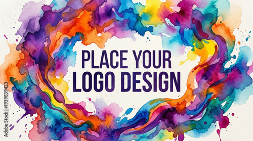 Vibrant Watercolor Background for Logo Design Template.