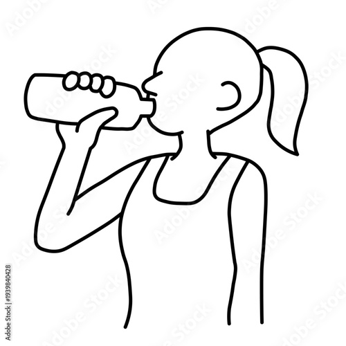 水を飲む女性のイラスト