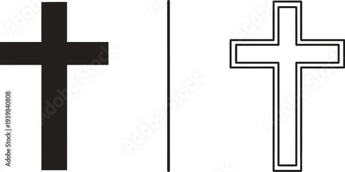 Cross symbol icons isolated on transparent background, Vector