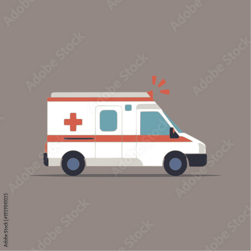 Emergency Ambulance Vehicle Icon Flat Vector Illustration