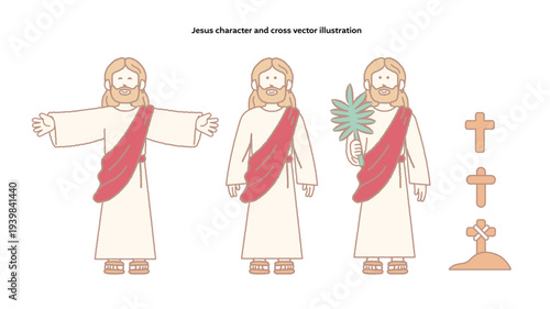 Cute Jesus character and cross set