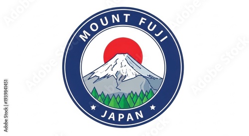Mount Fuji Japan Emblem Circle Travel Icon