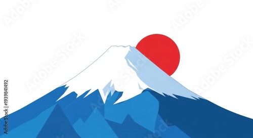 Mount Fuji Sunrise: Iconic Japanese Mountain and Red Sun