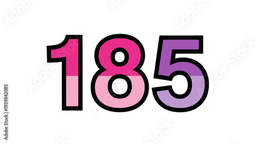 Number 185, Bold Typography Illustration, Gradient Pink and Purple Colors, Graphic Design Element for Celebrations and Events