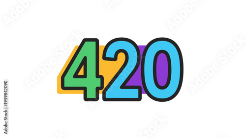 Number 420 Typography Illustration with Colorful Geometric Shapes and Copy Space, Modern Graphic Design for Websites and Presentations