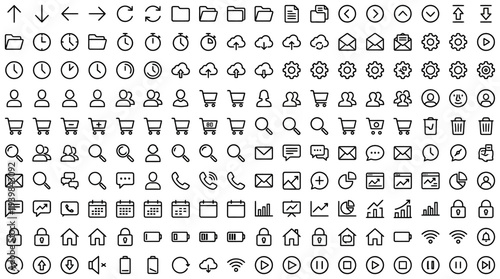Collection of various black and white icons for online shopping and e-commerce.