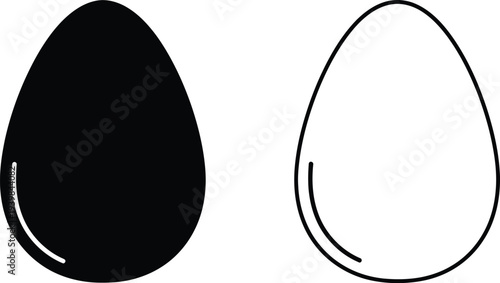 Black and white egg shapes isolated on transparent background, Vector