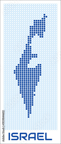 Israel dot map. Dotted shape of the country. Israel boundary dots with title. Vector illustration.