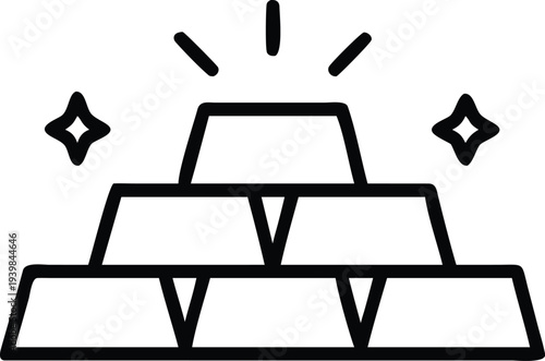 Stack of Gold Bars Icon with Sparkles
