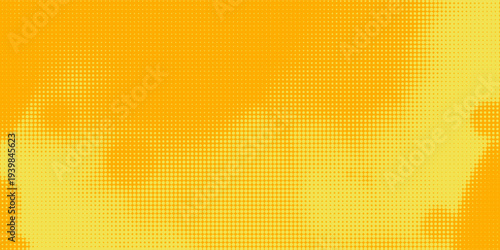 Yellow Halftone Dotted Gradient Background With Retro Comic Texture.