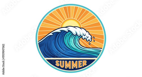 Vibrant Summer Wave Logo Design with Oceanic Elements.