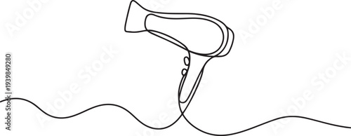 Continuous one line drawing of Hair Dryer. Electric hair dryer.one line vector icon illustration