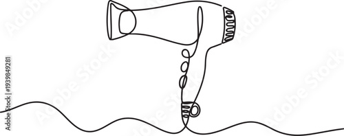 Continuous one line drawing of Hair Dryer. Electric hair dryer.one line vector icon illustration