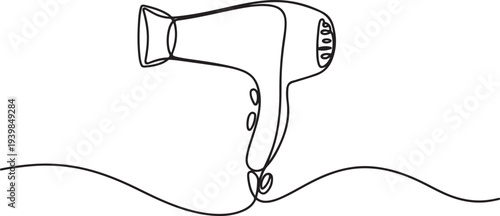 Continuous one line drawing of Hair Dryer. Electric hair dryer.one line vector icon illustration
