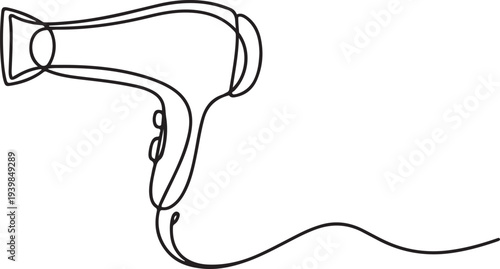 Continuous one line drawing of Hair Dryer. Electric hair dryer.one line vector icon illustration